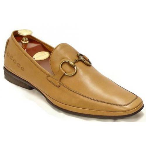 Fiesso Tan Genuine Leather Loafer Shoes With Bracelet FI1074